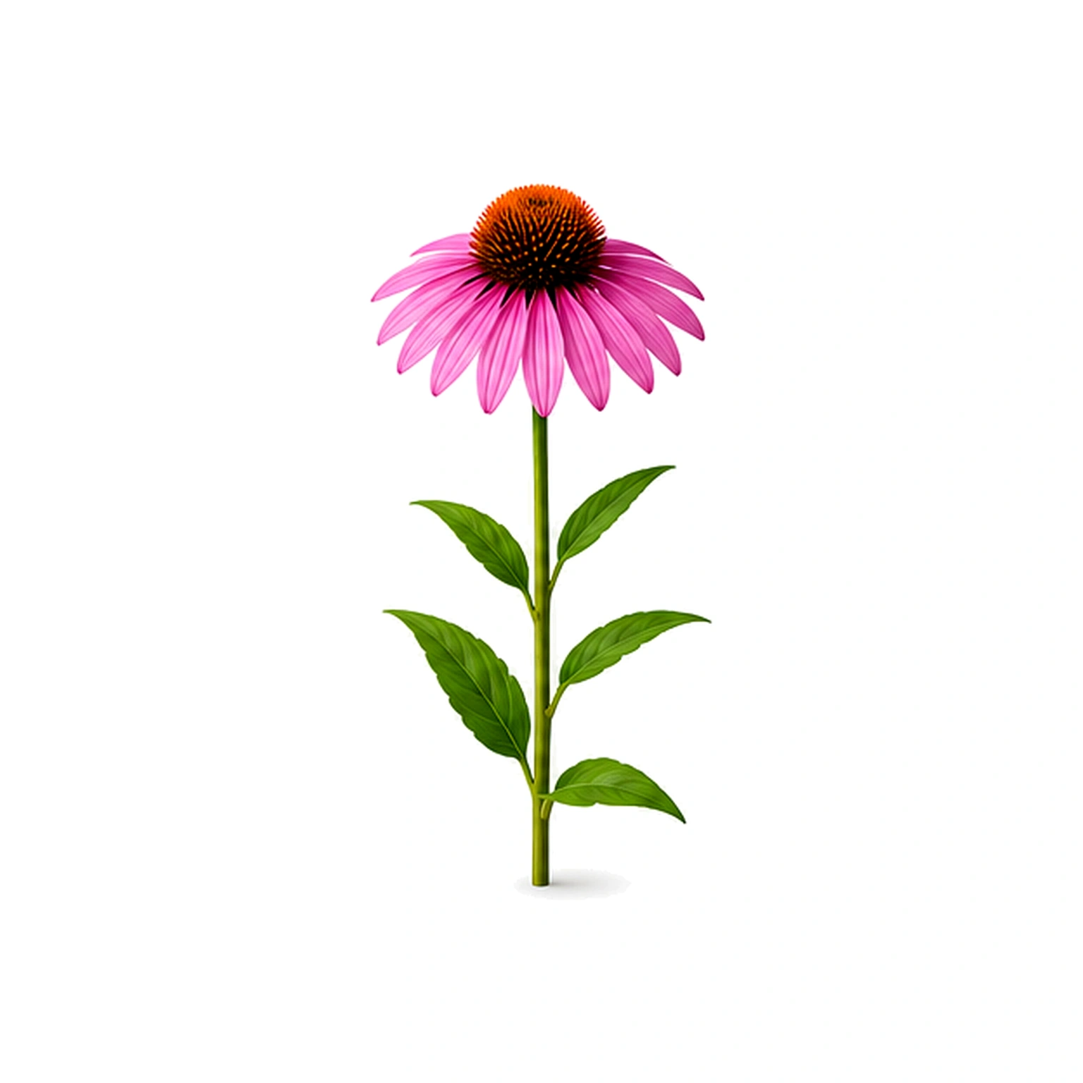 Fotorealistický štúdiový záber kvetu Echinacea na bielom pozadí bez textu