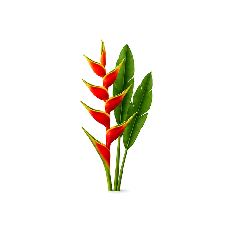 Fotorealistický štúdiový záber kvetu Heliconia na bielom pozadí bez textu