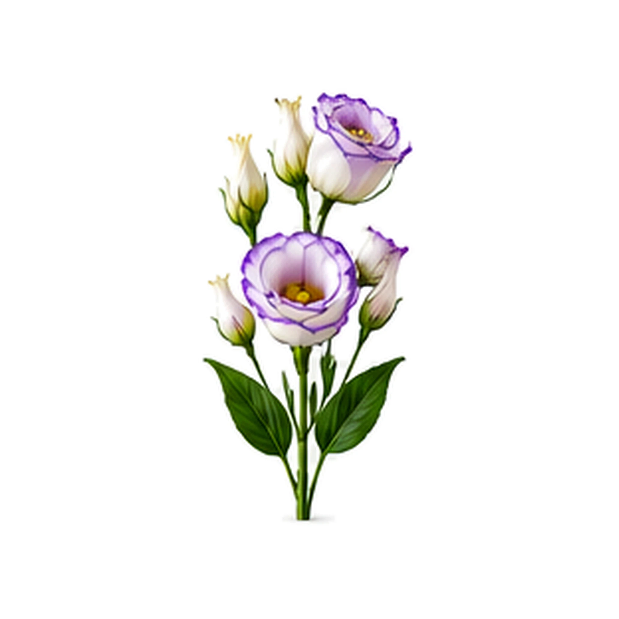 Fotorealistický štúdiový záber kvetu Lisianthus na bielom pozadí bez textu