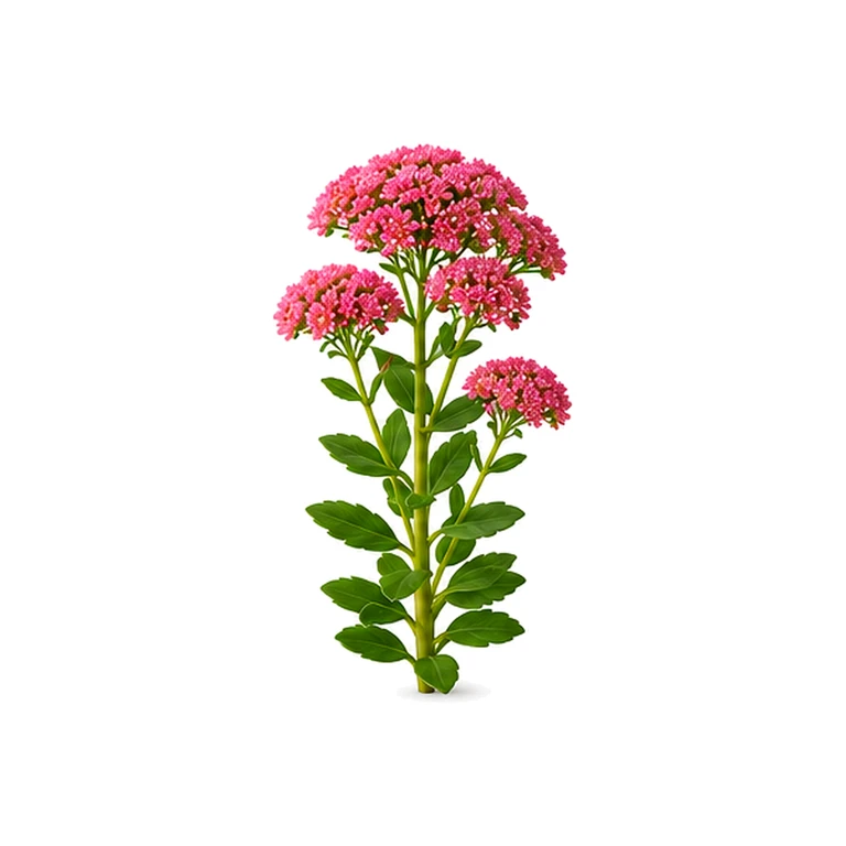 Fotorealistický štúdiový záber kvetu Sedum na bielom pozadí bez textu